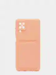 Коралловый меланж чехол Samsung Galaxy A12 / M12, Самсунг Галакси А12 / М12 силиконовый с карманом для карты