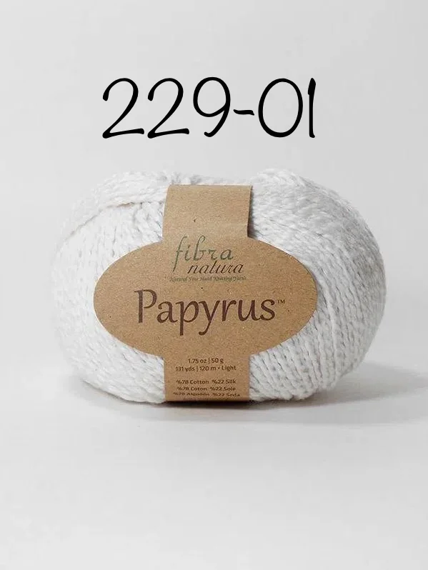 Белый пряжа Fibra Natura Papyrus 78% Хлопок  22% Шелк 50г 120м 1 шт
