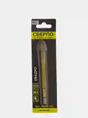 Сверло по кафелю и стеклу  5/6/8/10/12 мм, шестигранный хвостовик, квадро, HEX, Чеглок