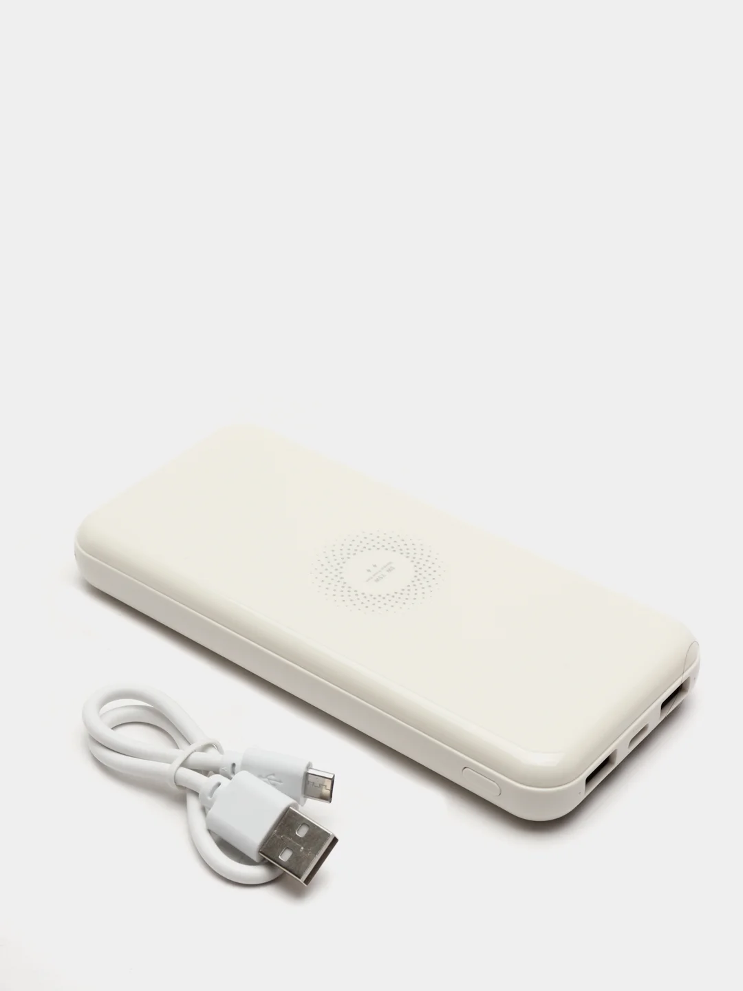 Белый внешний аккумулятор, Power Bank 20000 мАч c беспроводной зарядкой