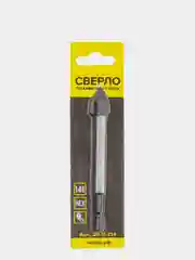 Сверло по кафелю и стеклу  3/4/5/6/8/10/12/14 мм, шестигранный хвостовик, HEX, Чеглок