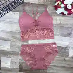 Коралловый меланж комплект бюстгальтер и трусы