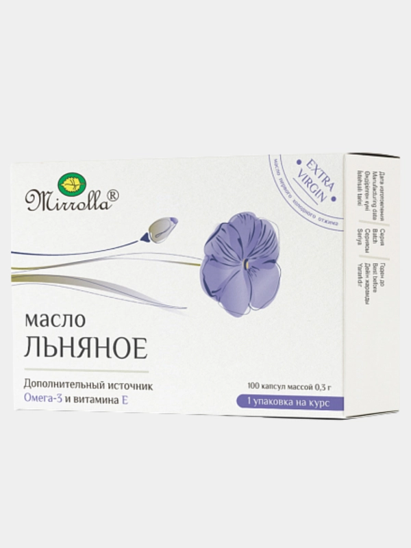 Масло Льняное Mirrolla, 100 капсул по 0,3г