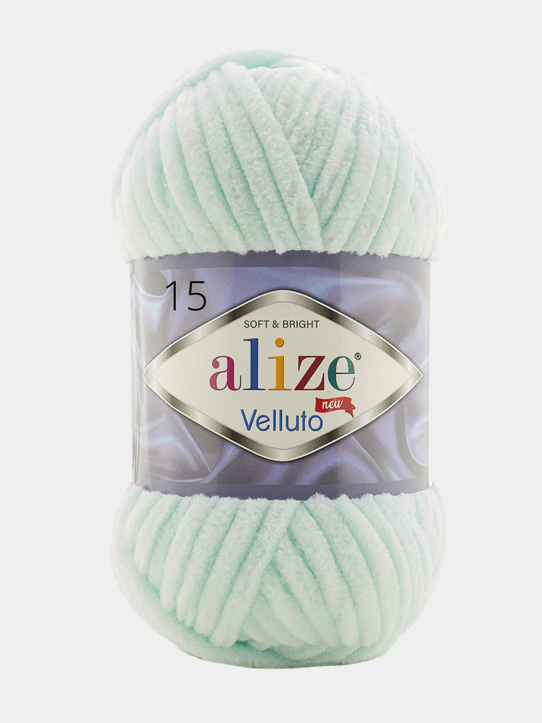Мятный пряжа плюшевая Alize Velluto, 100% микрополиэстер, 100 г, 68 м