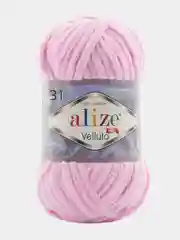 Розовый пряжа плюшевая Alize Velluto, 100% микрополиэстер, 100 г, 68 м