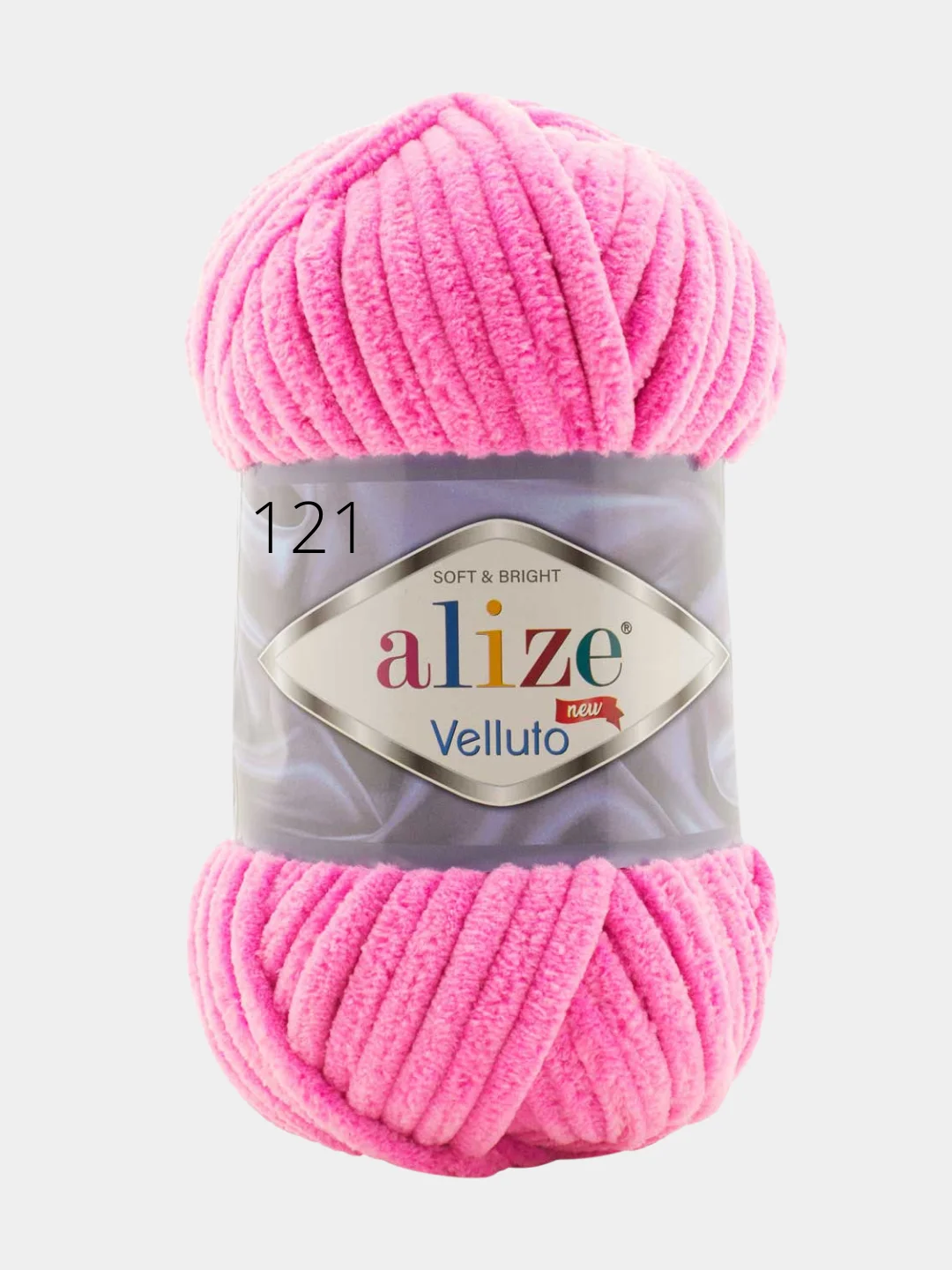 Фуксия пряжа плюшевая Alize Velluto, 100% микрополиэстер, 100 г, 68 м