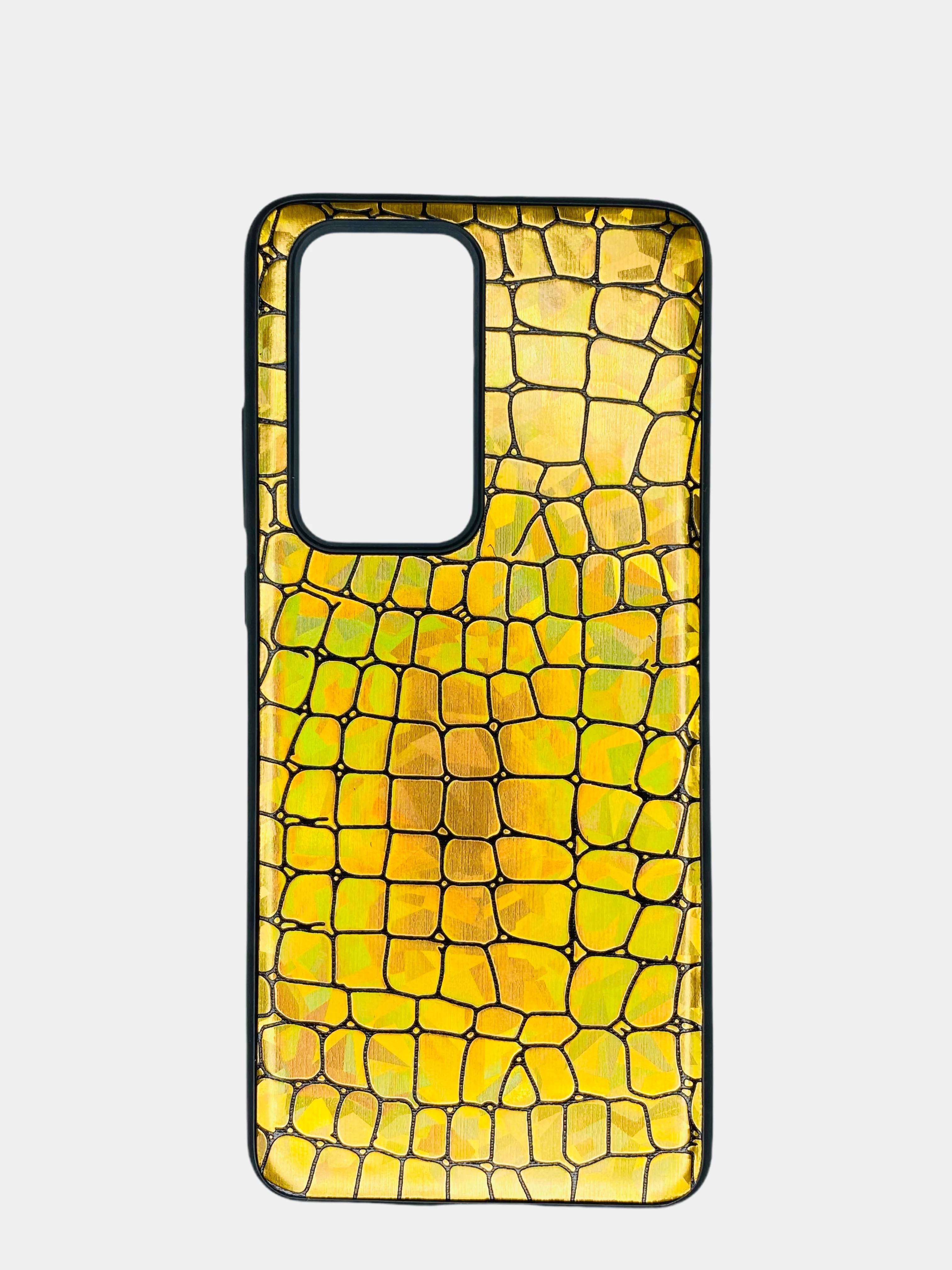 Золотой чехол Huawei P40, P40 Pro, Хуавей П40, П40 Про, силиконовый, имитация змеиной кожи