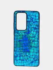 Голубой чехол Huawei P40, P40 Pro, Хуавей П40, П40 Про, силиконовый, имитация змеиной кожи