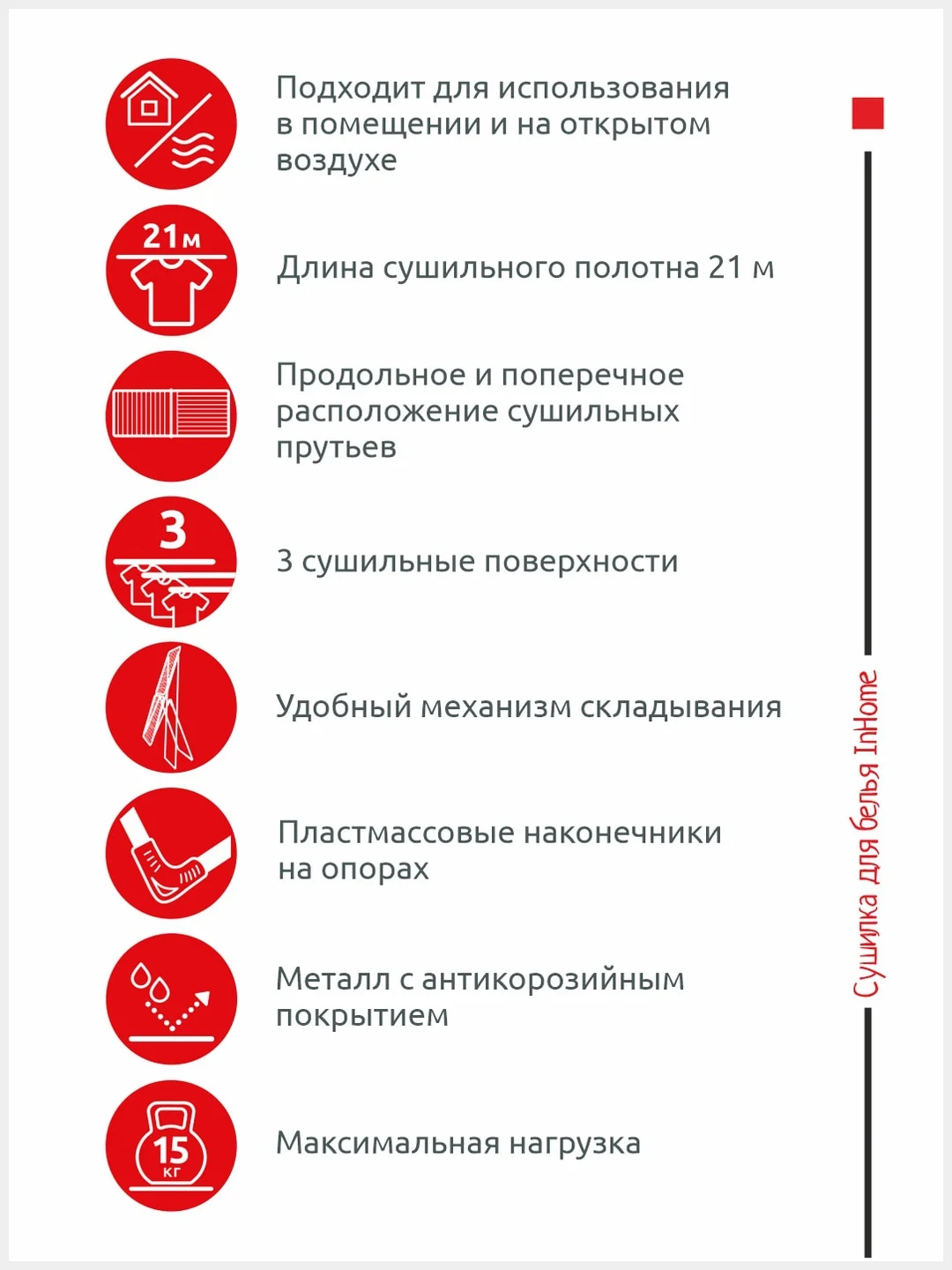 Сушилка для белья напольная раскладная, 3 сушильные зоны INCD3/1 InHome