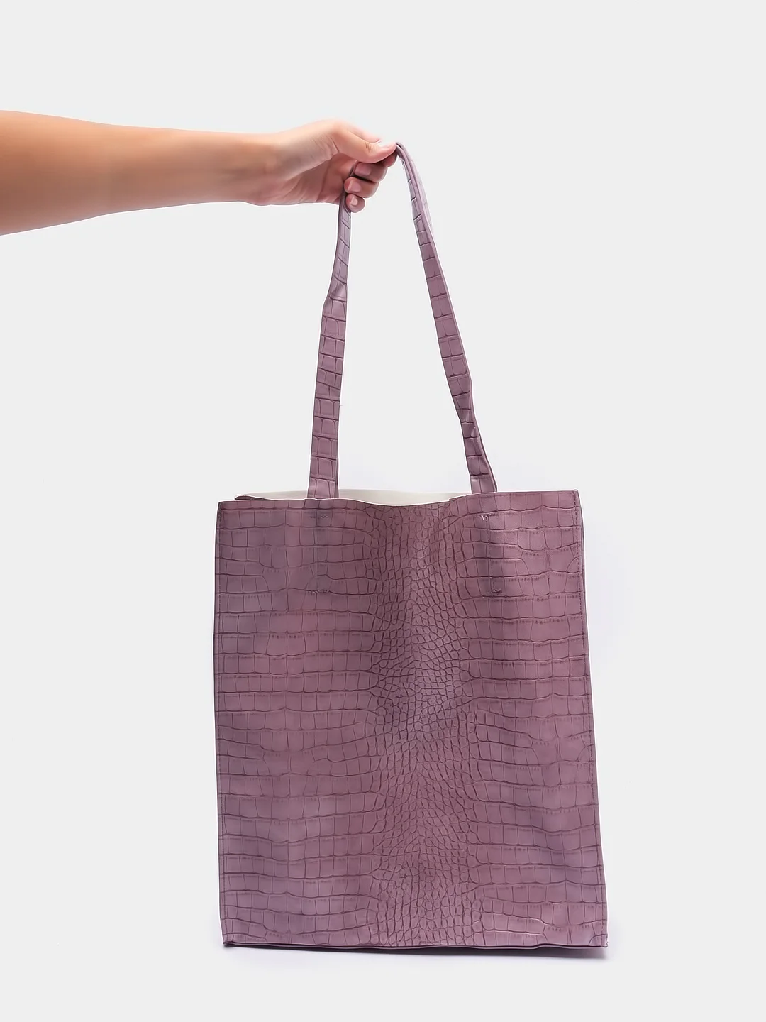 Фиолетовый сумка женская из экокожи с длинными ручками Shopper, сумка шоппер городская, повседневная