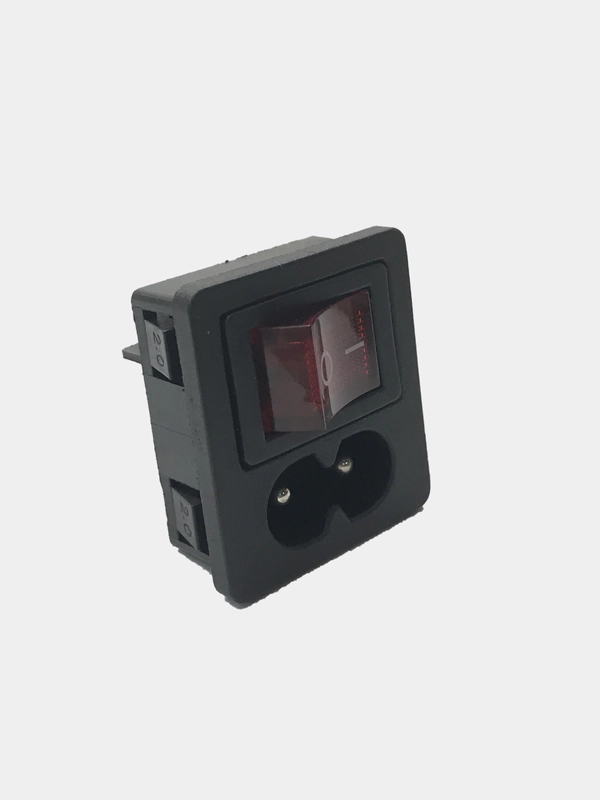 Переключатель клавишный 250 V 6 А (4с) ON-OFF красный с подсветкой и штекером C8 2PIN