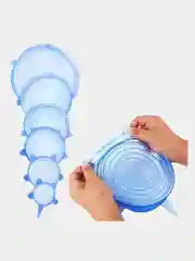 Голубой силиконовые крышки для посуды, 6 шт