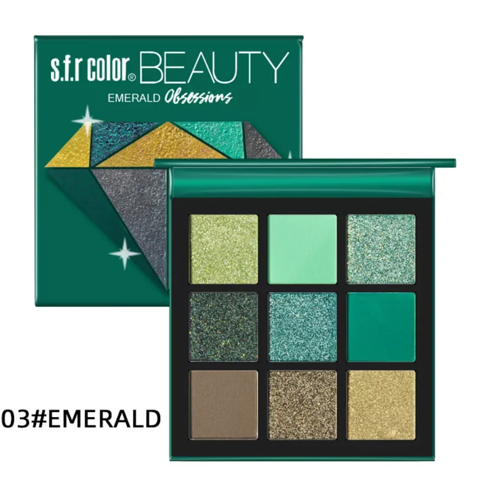 Зеленый тени для век, макияж, компактная палетка, 9 цветов - s.f.r color Beauty