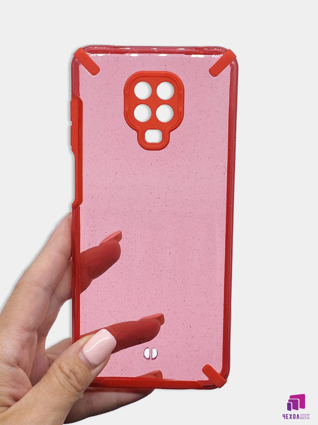 Красный чехол для Xiaomi Redmi  9S  с  блестками