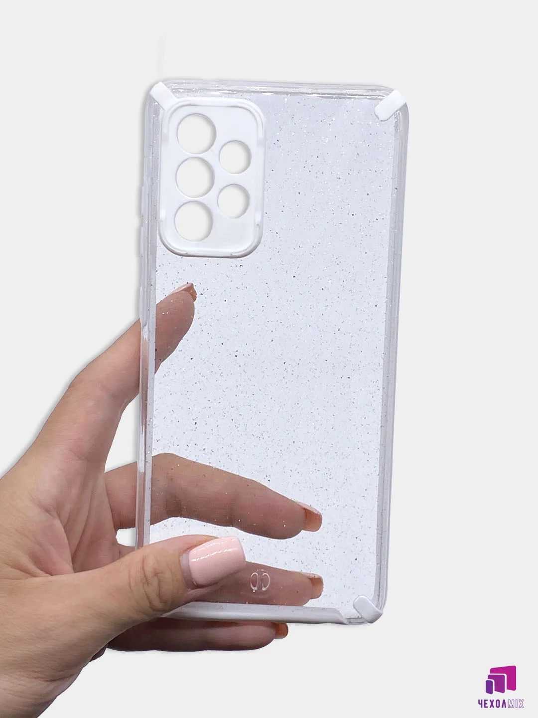 Белый чехол для Samsung Galaxy A72 с блестками