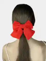 Красный бант для волос на заколке