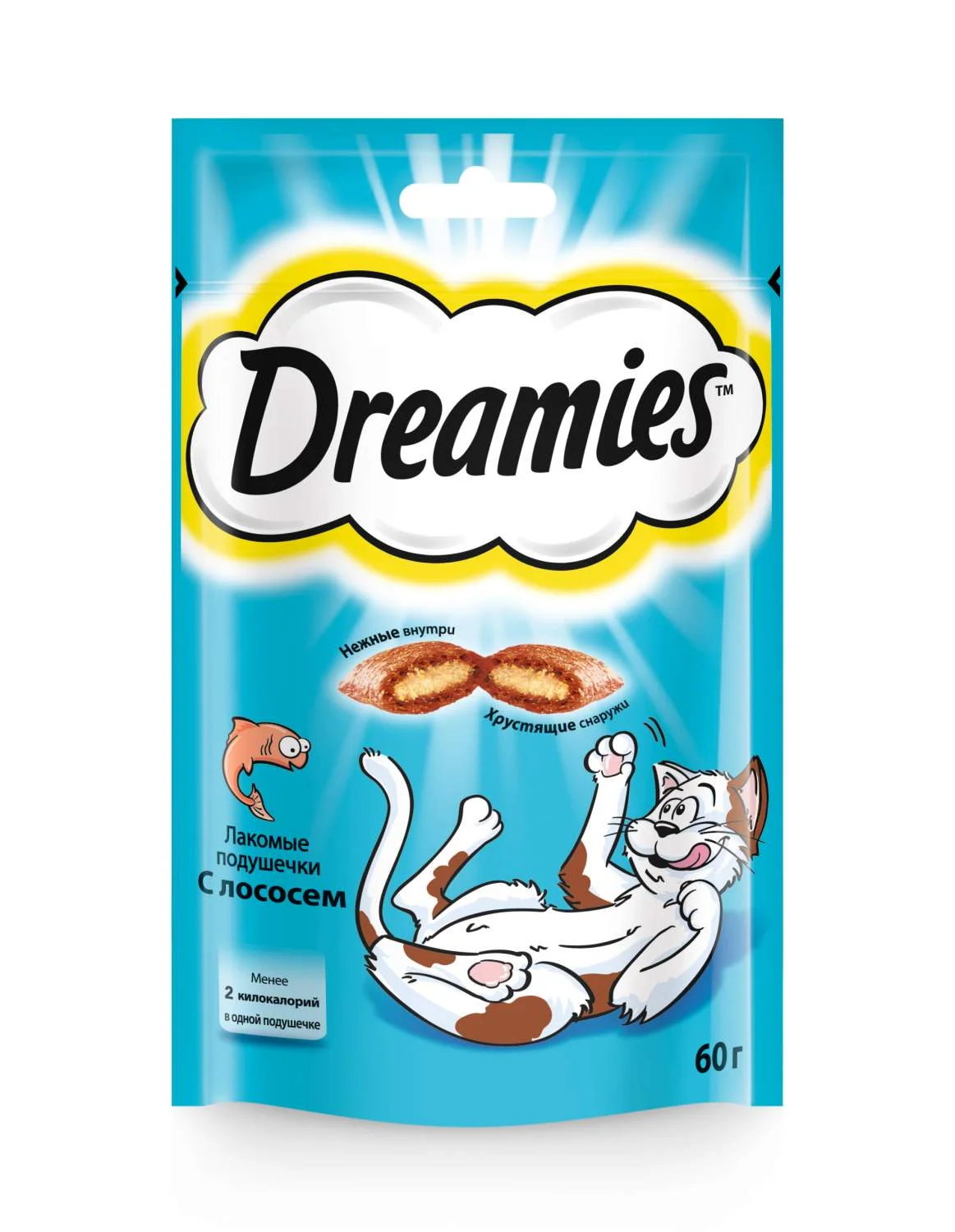 Лакомые подушечки для кошек с лососем 60 грам Dreamies