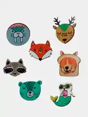 Белый деревянные значки, пин "Зверушки" pkt