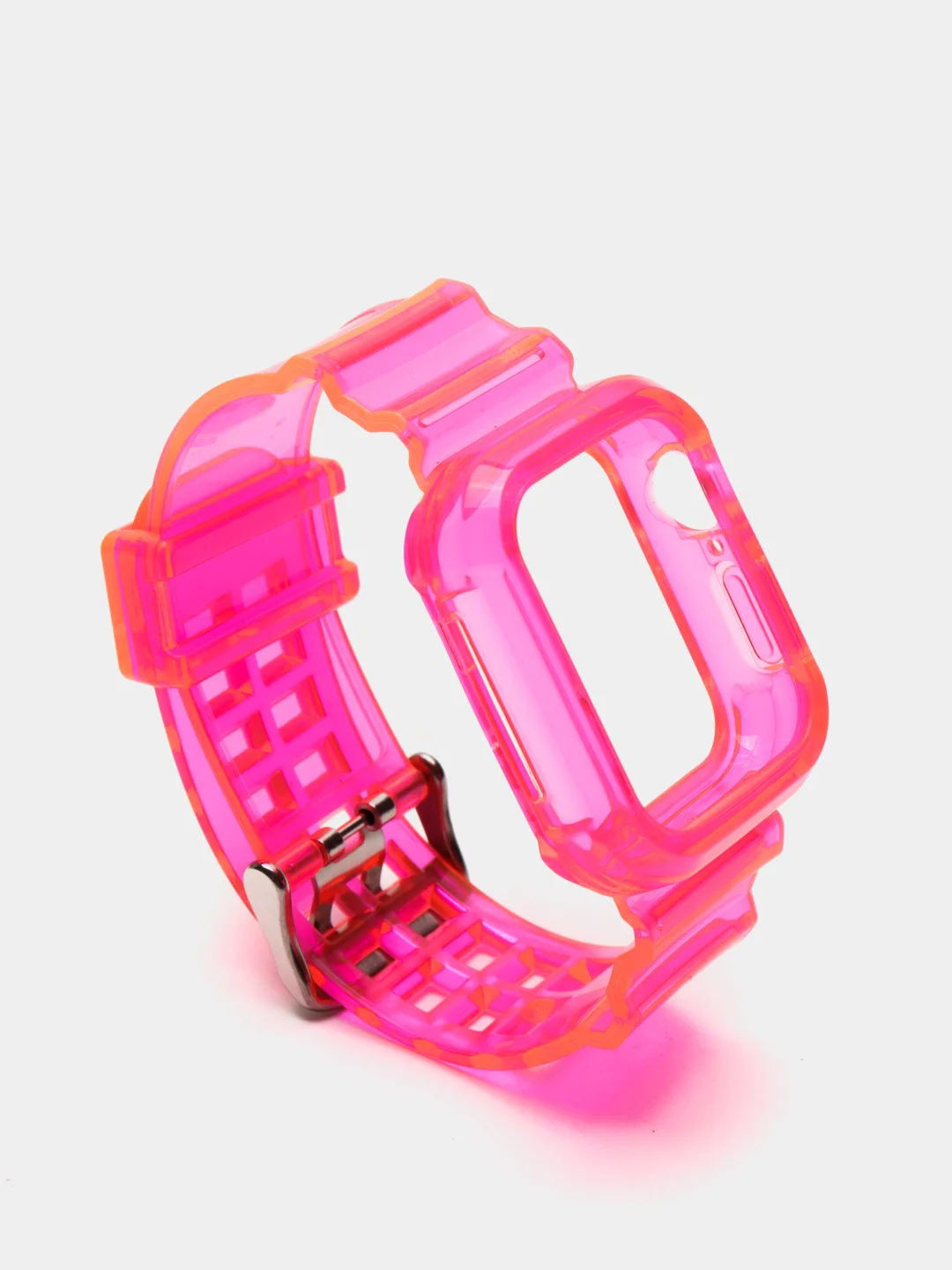 Фуксия ремешок для Apple Watch 38 / 40 / 41 / 42 / 44 / 45 / 49 мм браслет силиконовый прозрачный