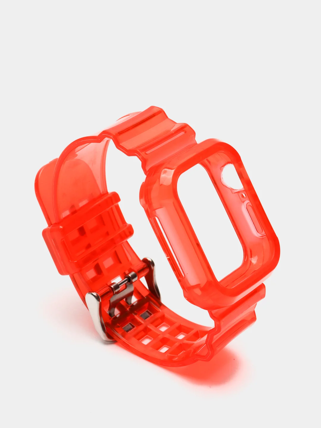 Красный ремешок для Apple Watch 38 / 40 / 41 / 42 / 44 / 45 / 49 мм браслет силиконовый прозрачный