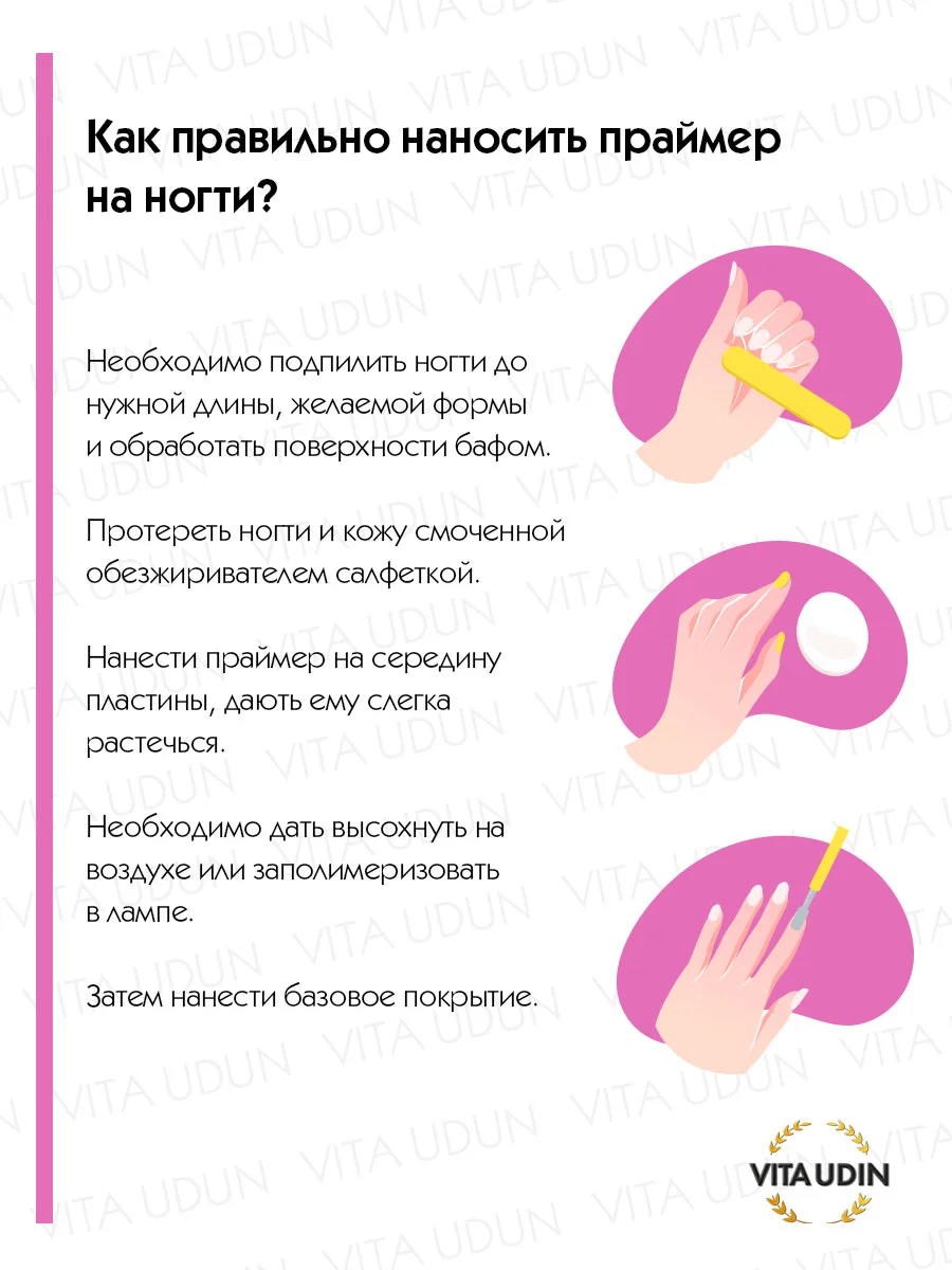 Праймер для маникюра , ногтей VITA UDIN, бескислотный, 15 мл