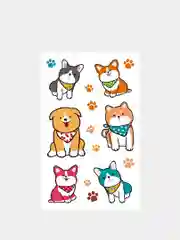 Черный временная переводная татуировка с котиками и корги 12х7,5 см