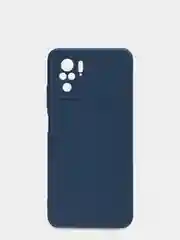 Темно-синий чехол для Xiaomi Redmi Note 10 силиконовый противоударный матовый с бархатом внутри