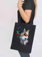 Индиго сумка шоппер, Лиса, 30 х 45 см