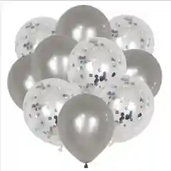 Серый воздушные шары  с блестками 10шт
