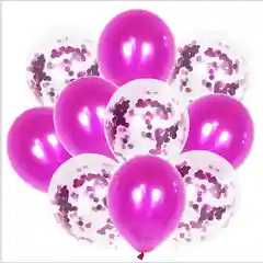 Фуксия воздушные шары  с блестками 10шт