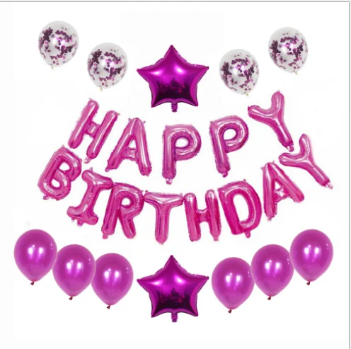 Фуксия набор воздушных шаров "Happy Birthday"