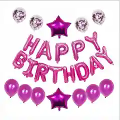 Фуксия набор воздушных шаров "Happy Birthday"