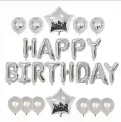Серый набор воздушных шаров "Happy Birthday"