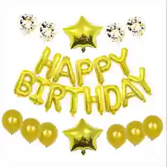 Золотой набор воздушных шаров "Happy Birthday"