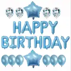 Голубой набор воздушных шаров "Happy Birthday"