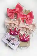 Коралловый подарочный набор банты и заколки/банты детские с короной/банты для девочек/Банты для волос