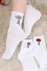 Носки  женские с рисунком "Цветы"