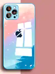 Синий меланж чехол для iPhone (Айфон) 13 со стеклянной панелью