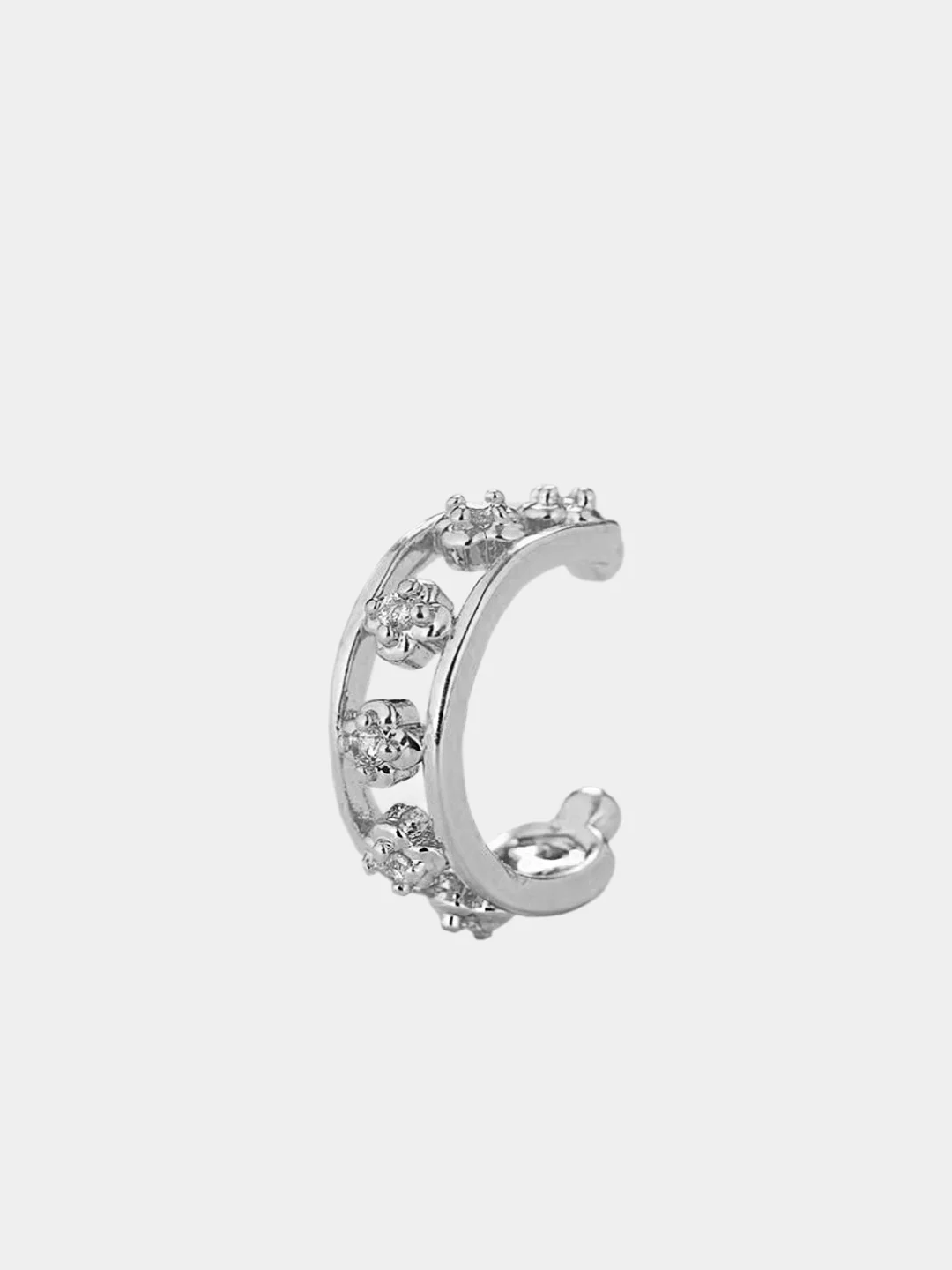 Серебряный серьга-кафф со стразами "Сharm"