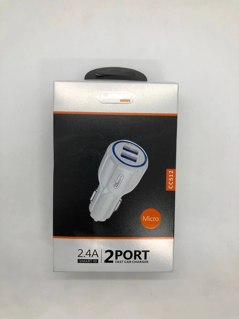 Черный автомобильное зарядное устройство 2 PORT CC512 Micro с 2 USB выходами и кабелем  подсветка
