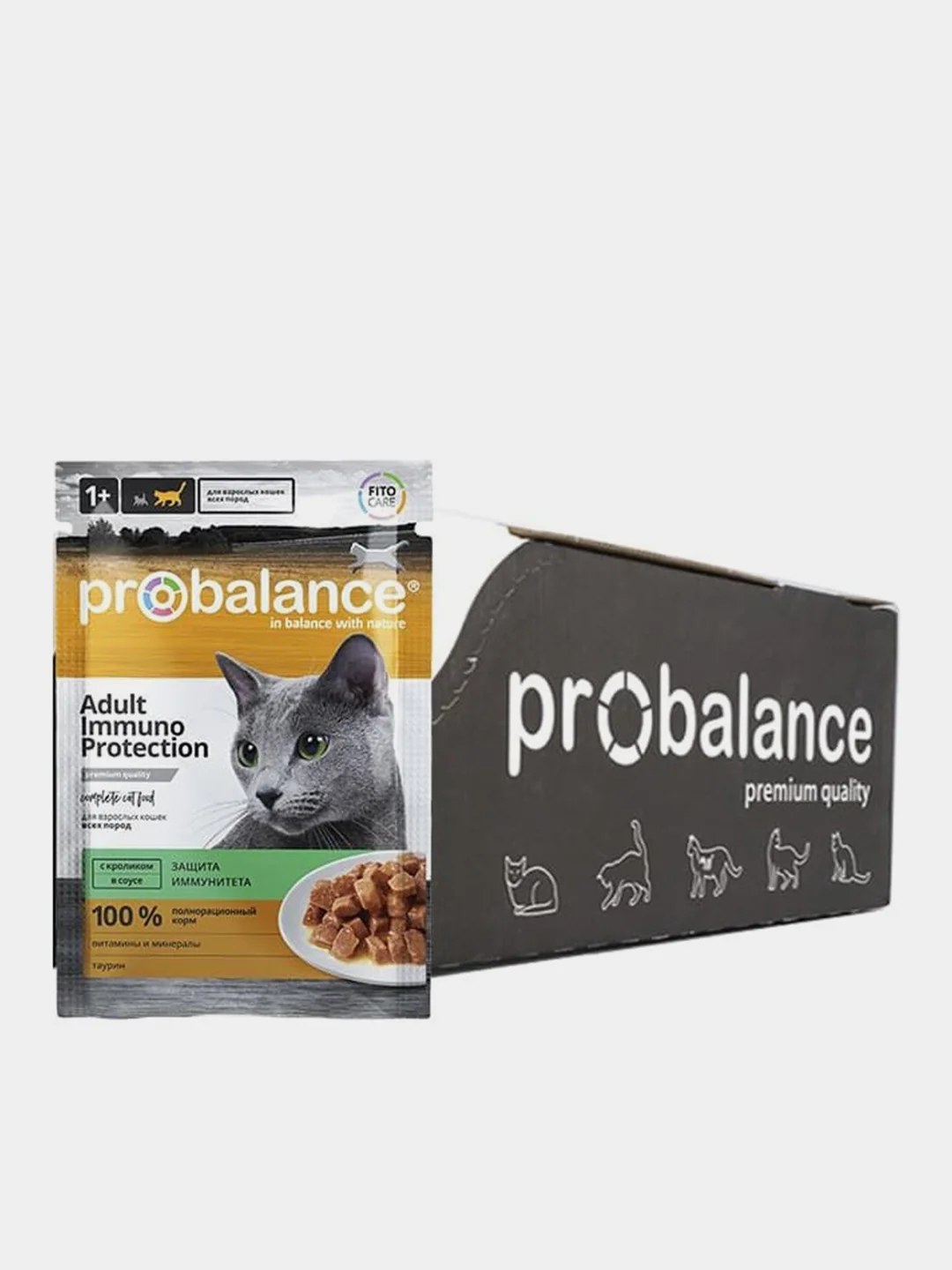 Корм влажный для кошек ProBalance "Immuno Protection", с кроликом в соусе, 28 штук по 85 г