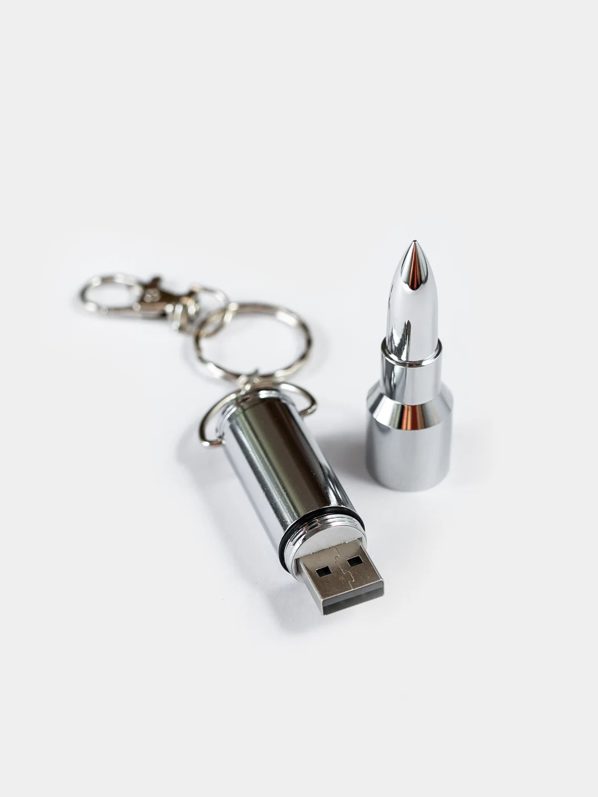 Серебряный патрон-флешка USB 4, 8, 16, 32 гб/ подарочная пуля в реальный размер