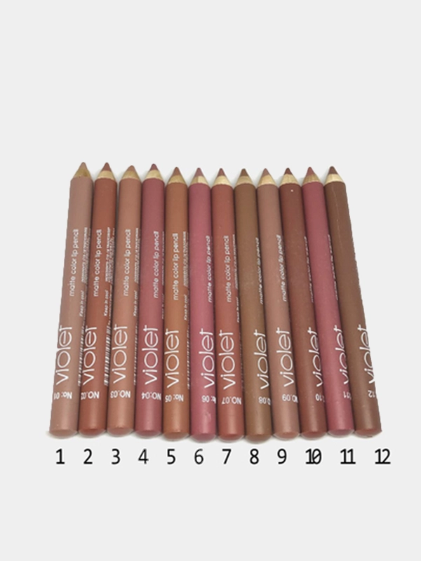 Карандаш для губ Violet Matte Color Lip Pencil без точилки / 12 номеров на выбор
