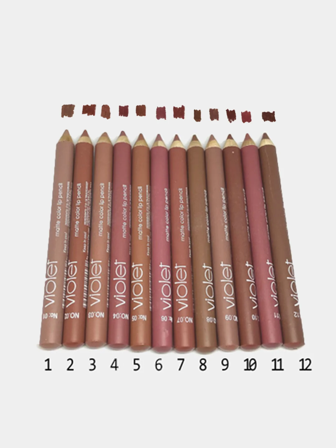 Карандаш для губ Violet Matte Color Lip Pencil без точилки / 12 номеров на выбор