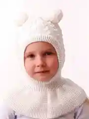 Белый шапка детская двойная, шлем для девочки
