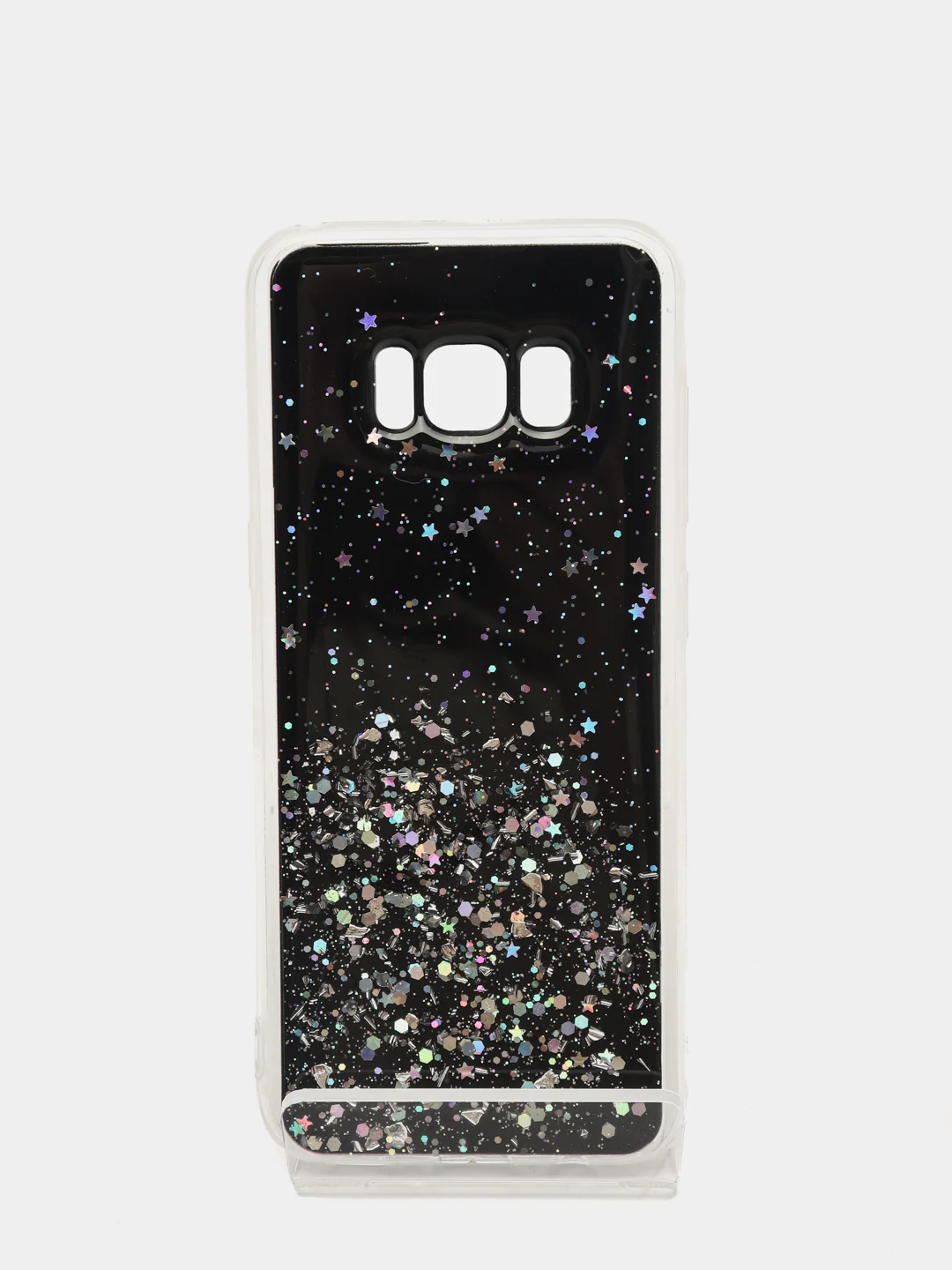 Черный чехол Samsung Galaxy S20 с блестками силиконовый
