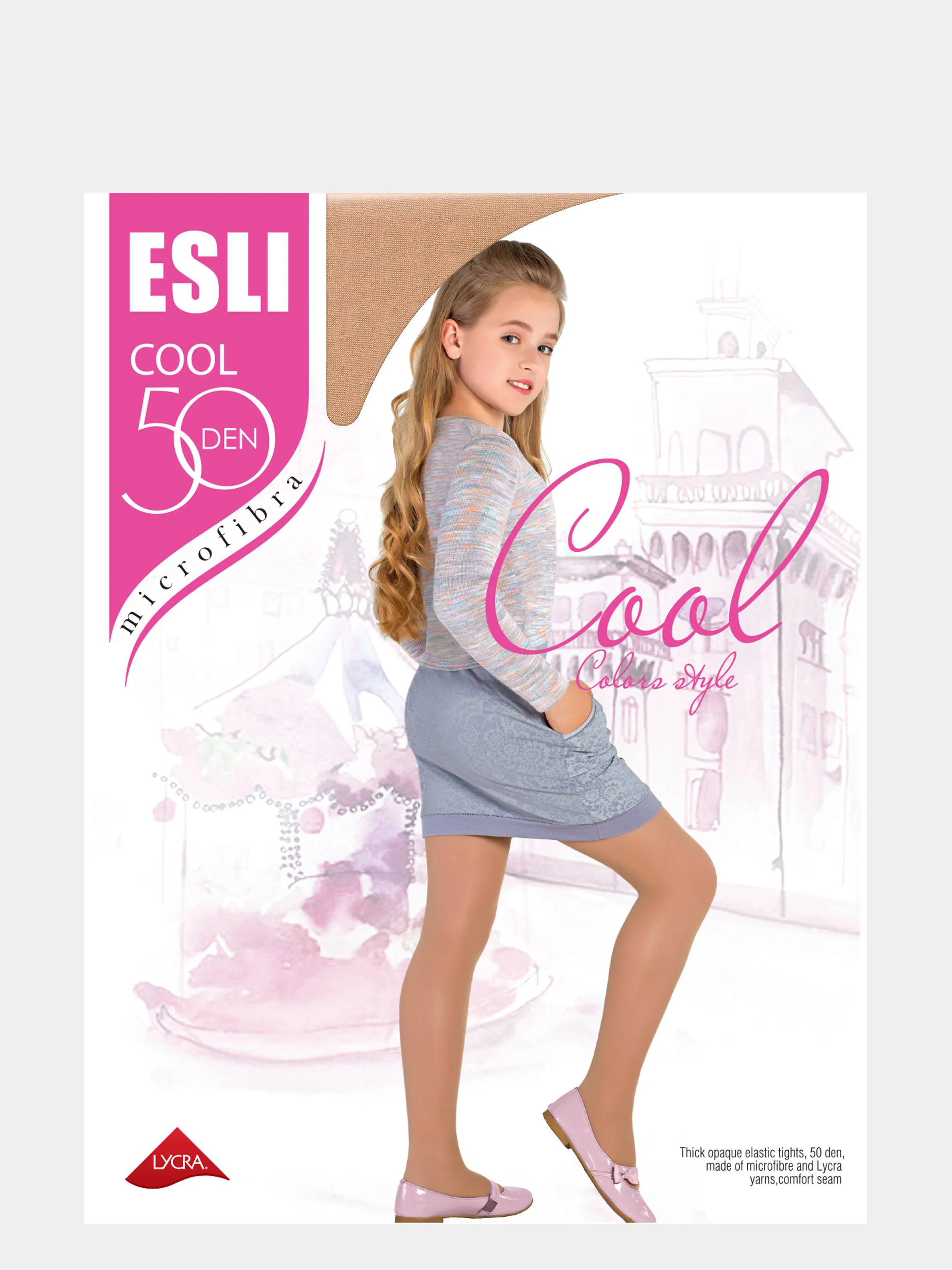 Колготки детские ESLI, COOL 50 den, microfibra & LYCRA, роста 116 до 152, by Conte SPA