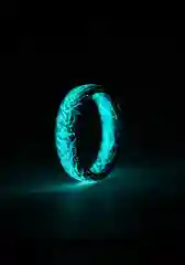 Кольцо светится в темноте,бело-черное с бирюзовым свечением,ширина 5 мм,размер 16-20