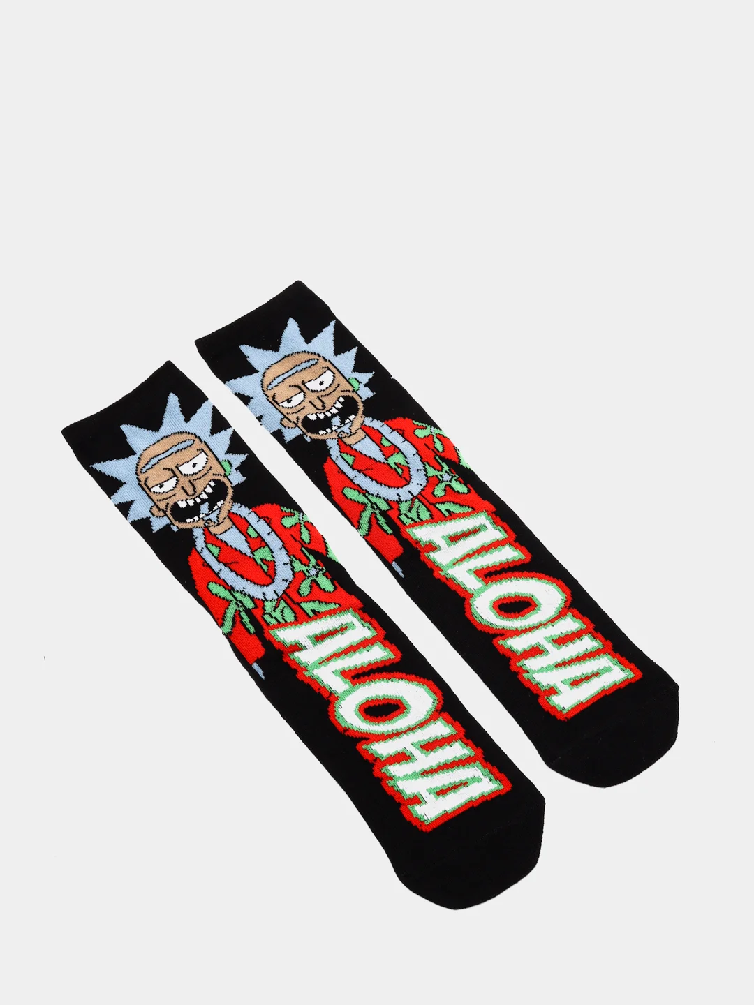 Черный носки высокие мужские унисекс с принтом мультфильм "Rick and Morty" носочки женские