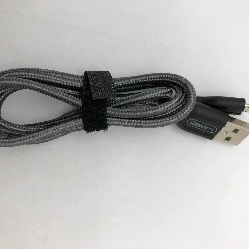 Кабель MICRO USB 1M в тканевой оплетке для быстрой зарядки серый,красный